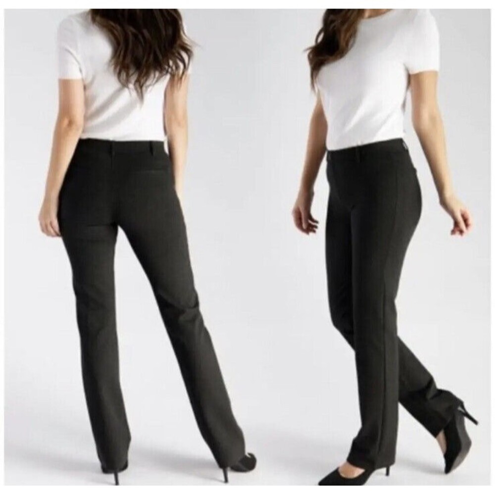 Betabrand Yoga Dress Pants Bootcut Medium Petite Pull On Black Stretch High Rise